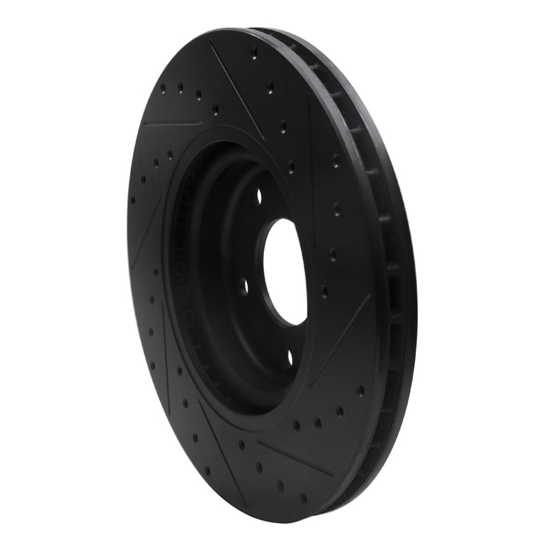 Jaguar XK8 Brake Rotor (1) - Front Left - R1 Concepts - Drilled & Slotted - Black - `98-`06